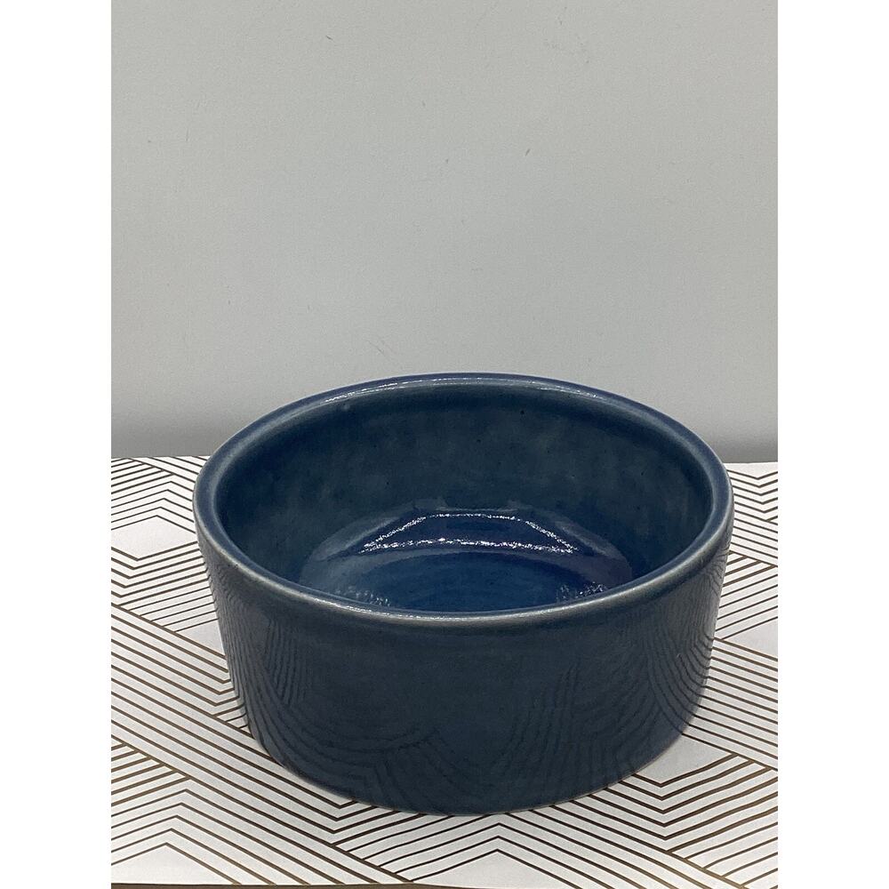 Hand Made Pottery Blue Bowl Crock 3” X 7” Farm Decor